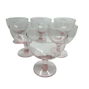 6 Vintage Blush Pink Depression Glass Champagne Sundae Sherbet Coupe Made Mexico